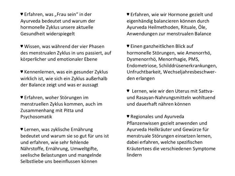 ayurveda frauenheilkunde seminar rolling tiger berlin
